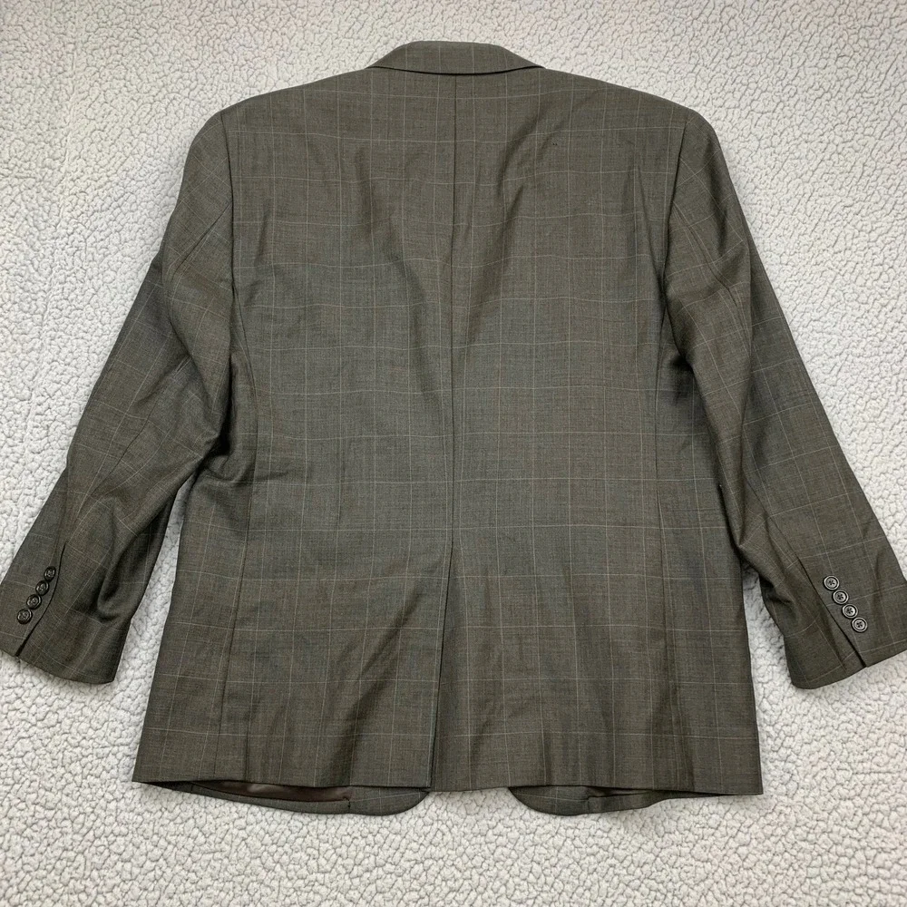 Jos. A. Bank Blazer Mens 46R Gray Windowpane Wool Blend Two Button‎ Sport Coat